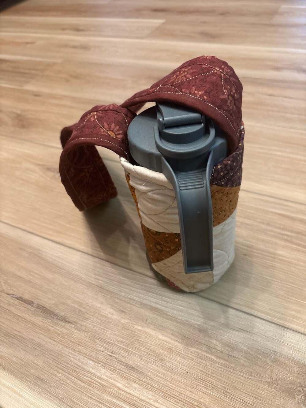 Handmade Quilted Patchwork Water Bottle Carrier Sling for Ball Mason Jars